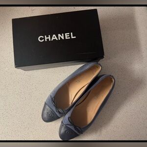 CHANEL Ballet Flat Blue Size 41